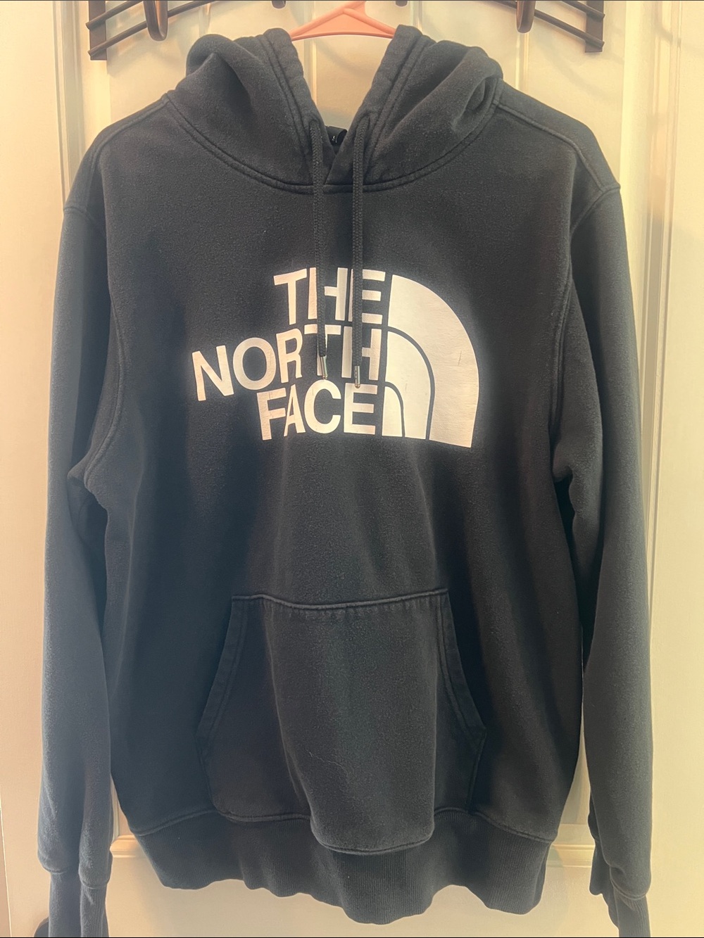 The North Face Black Hoodie with White Logo Centerfront